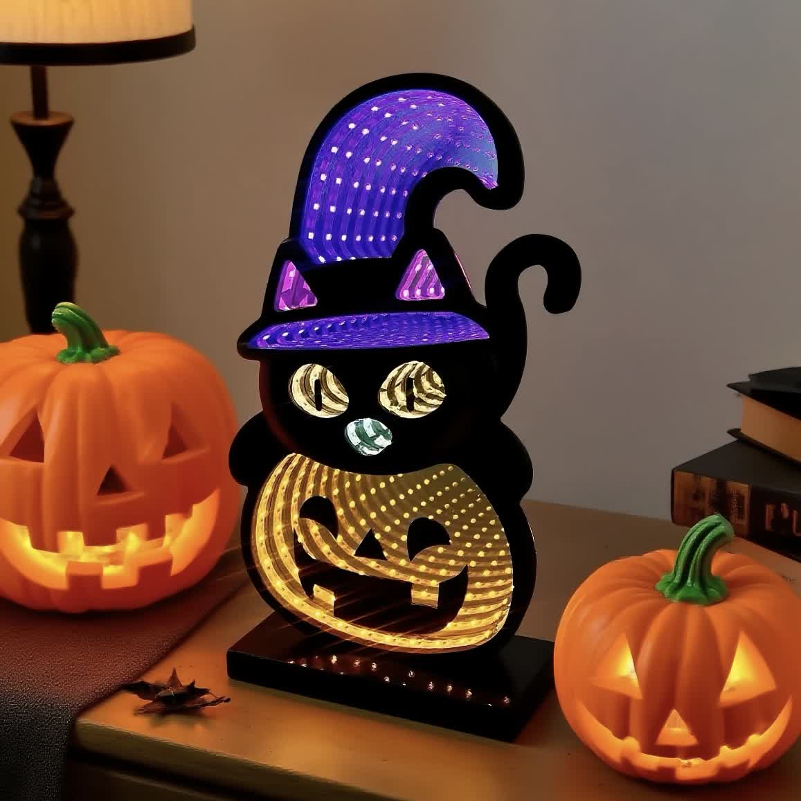 Luci infinite a forma di zucca di gatto nero 3D - image 5