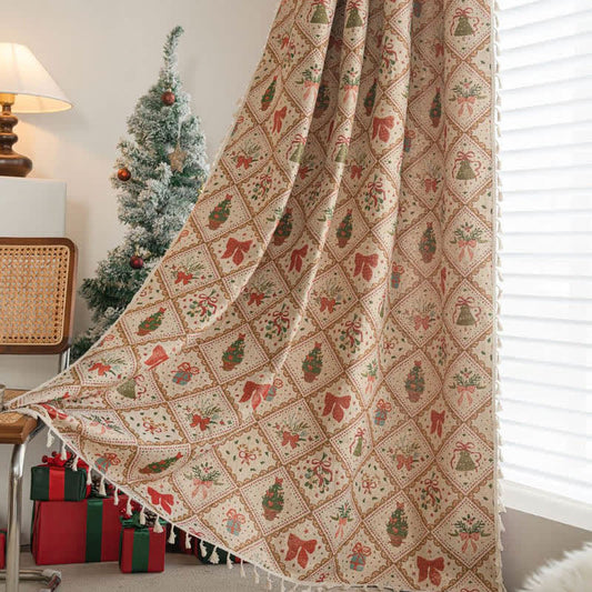 Tenda natalizia con stampa albero di Natale e fiocco - Tasca per asta - 150cm x 260cm - image 1