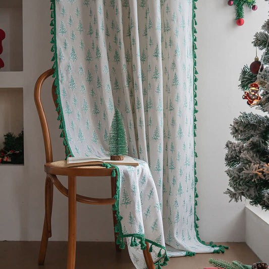 Tenda con stampa abete verde - Tasca per asta - 150cm x 260cm - image 1
