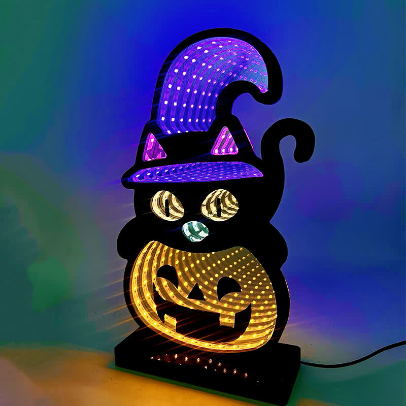 Luci infinite a forma di zucca di gatto nero 3D - image 4
