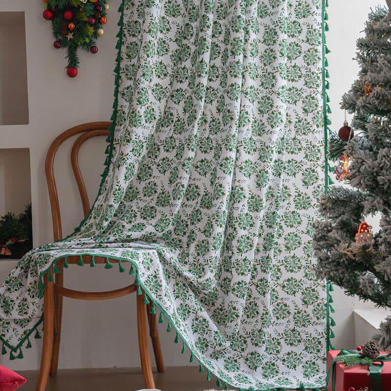 Tenda con stampa floreale natalizia Edelweiss - Tasca per asta - 150cm x 260cm - image 1
