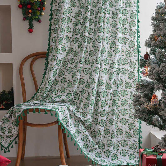 Tenda con stampa floreale natalizia Edelweiss - Tasca per asta - 150cm x 260cm - image 1