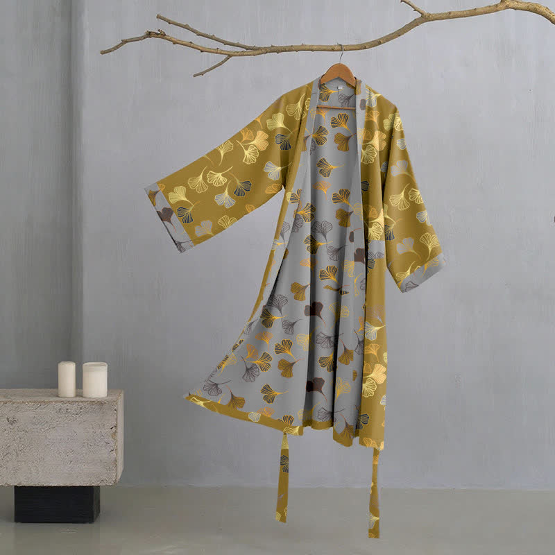 Kimono in garza di cotone Ginkgo Biloba - Giallo - 2XL - image 46