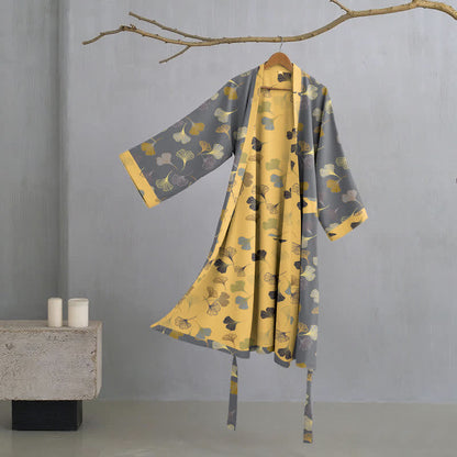 Kimono in garza di cotone Ginkgo Biloba - Grigio scuro - L - image 15