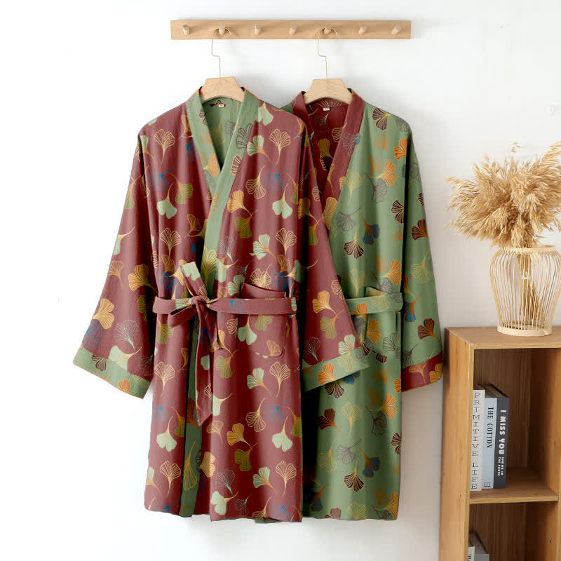 Kimono in garza di cotone Ginkgo Biloba - image 4