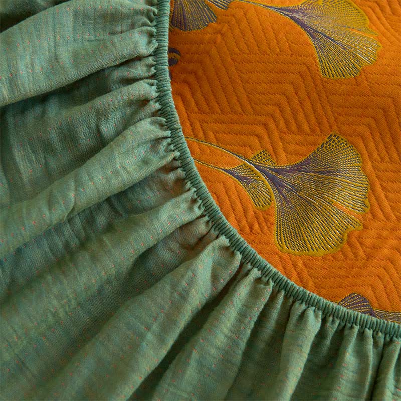 Lenzuolo con angoli in cotone con foglie di ginkgo grande - image 10