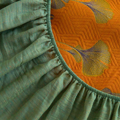 Lenzuolo con angoli in cotone con foglie di ginkgo grande - image 10