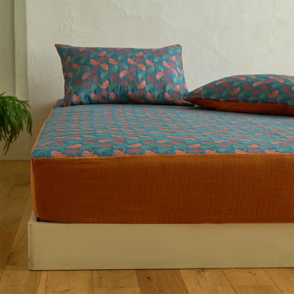 Lenzuolo con angoli in garza di cotone jacquard Ginkgo - image 3