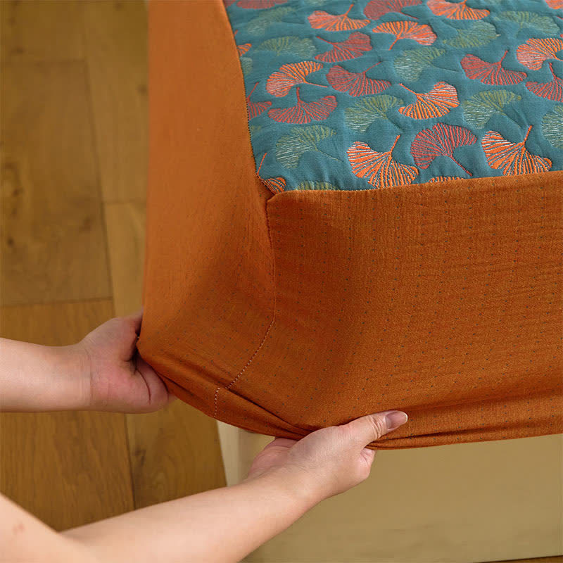 Lenzuolo con angoli in garza di cotone jacquard Ginkgo - image 8