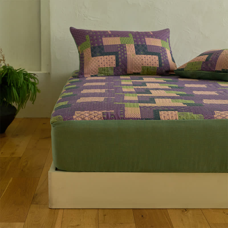 Lenzuolo con angoli in garza di cotone patchwork jacquard - image 4