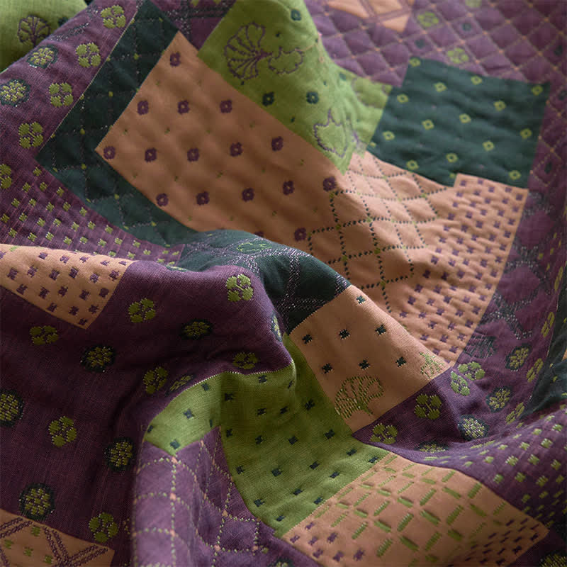 Lenzuolo con angoli in garza di cotone patchwork jacquard - image 8
