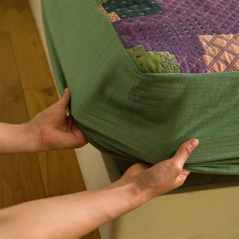 Lenzuolo con angoli in garza di cotone patchwork jacquard - image 7