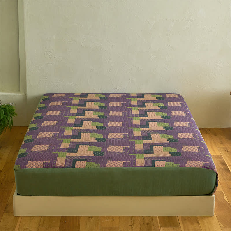 Lenzuolo con angoli in garza di cotone patchwork jacquard - image 3