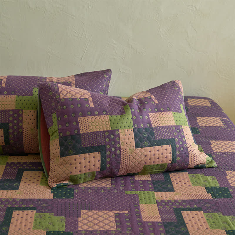 Lenzuolo con angoli in garza di cotone patchwork jacquard - image 5