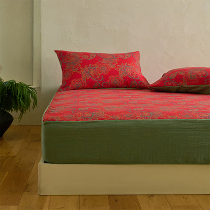 Lenzuolo con angoli in jacquard di cotone con motivo floreale Paisley - image 4