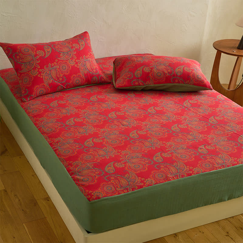 Lenzuolo con angoli in jacquard di cotone con motivo floreale Paisley - image 2