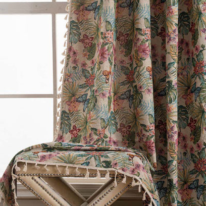 Tenda jacquard con farfalle tropicali Monstera - image 4