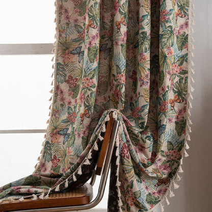 Tenda jacquard con farfalle tropicali Monstera - image 5