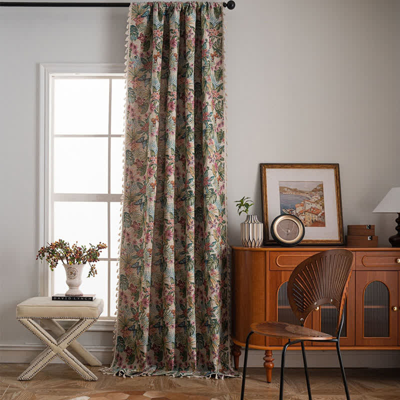 Tenda jacquard con farfalle tropicali Monstera - image 2