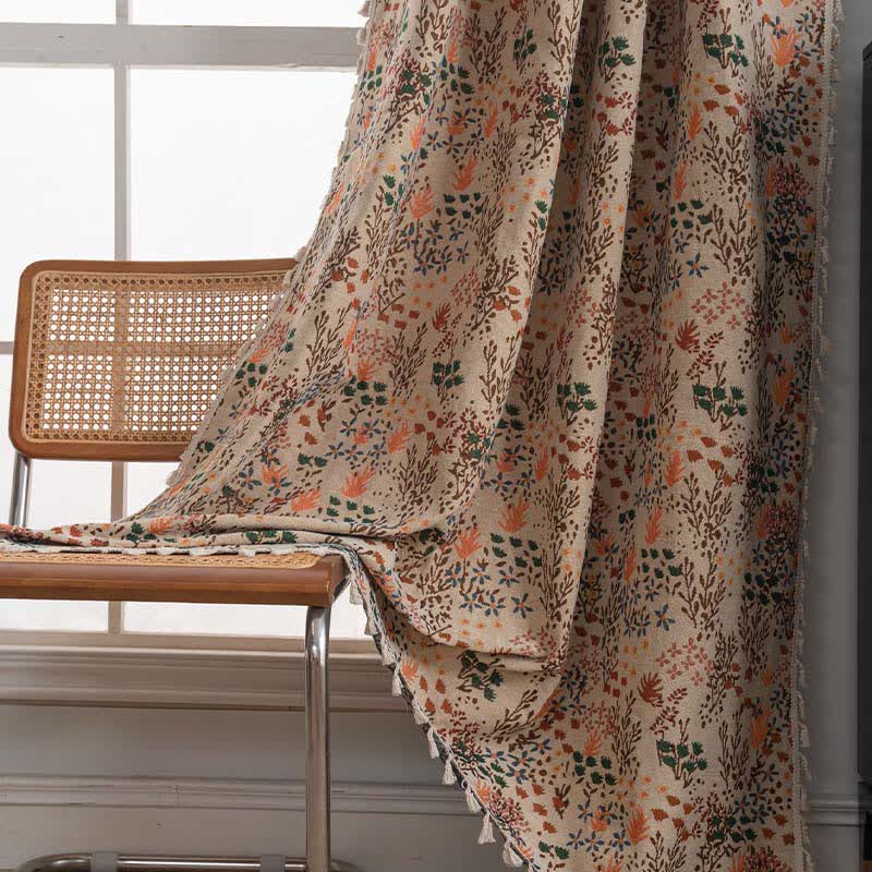 Tenda con nappe in jacquard a foglie ispirata alla natura - image 3