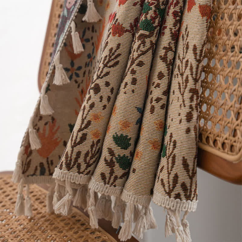 Tenda con nappe in jacquard a foglie ispirata alla natura - image 6