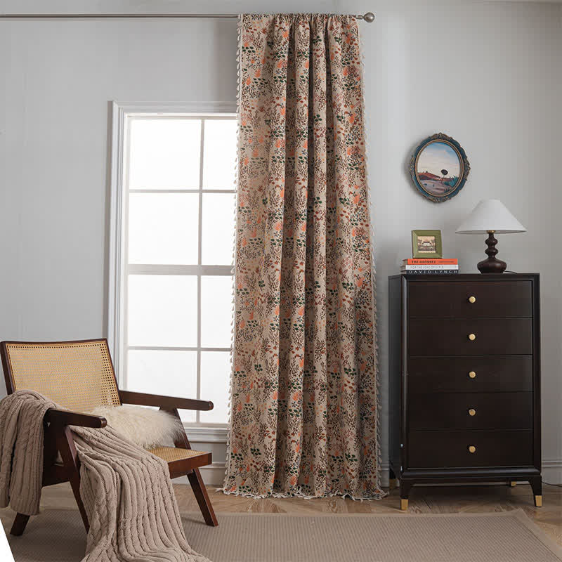Tenda con nappe in jacquard a foglie ispirata alla natura - image 2