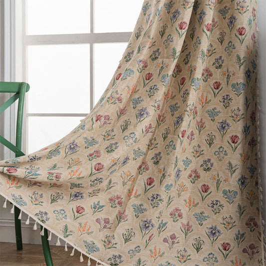 Tenda con nappa jacquard Blooming Hyacinth - Tasca per asta - 150cm x 260cm - image 1