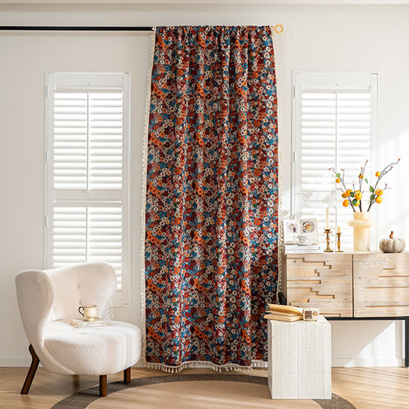 Tenda con nappe in jacquard a margherite colorate - image 2