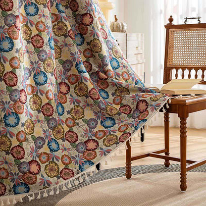Tenda artistica con nappe in jacquard floreale - Tasca per asta - 150cm x 260cm - image 1