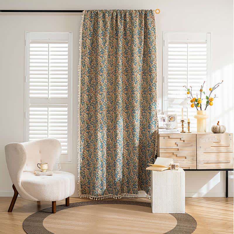 Tenda con nappa jacquard floreale blu - image 2