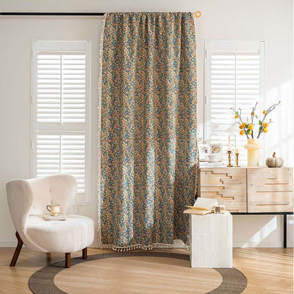 Tenda con nappa jacquard floreale blu - image 2