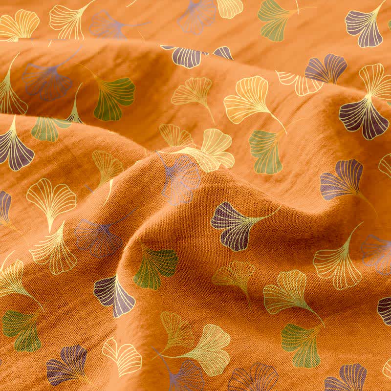 Copriletto jacquard in garza di cotone Ginkgo Biloba - image 8