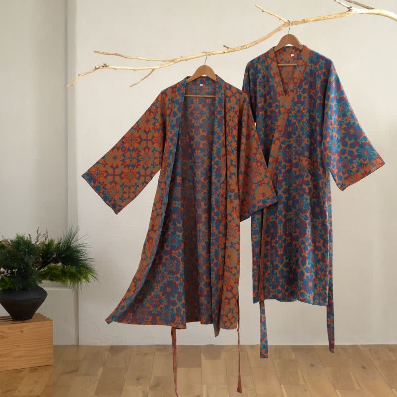 Kimono in cotone con motivo geometrico retrò - image 1