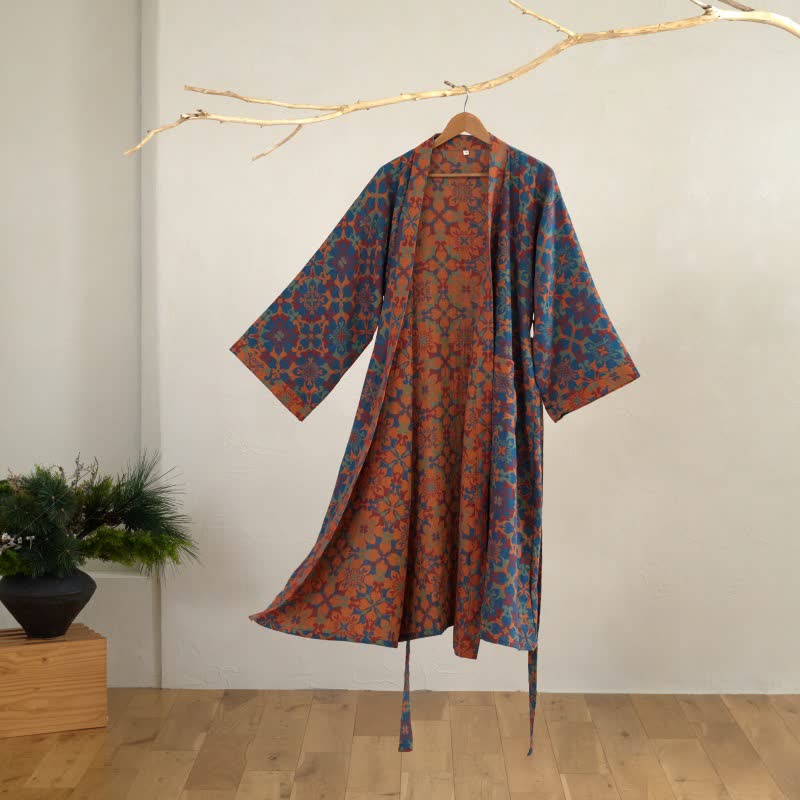 Kimono in cotone con motivo geometrico retrò - image 0