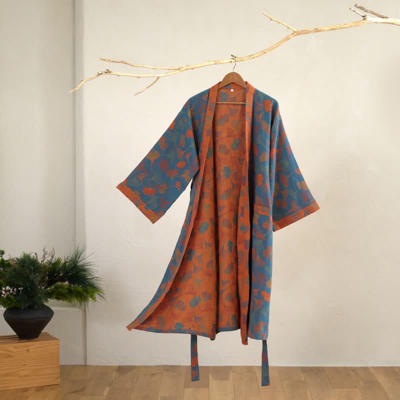 Kimono in garza di cotone Ginkgo Biloba - image 8
