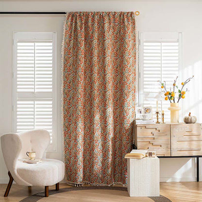 Tenda con nappe floreali rosse in stile country - image 2