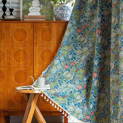 Tenda con nappe e stampa vintage di gigli - image 2