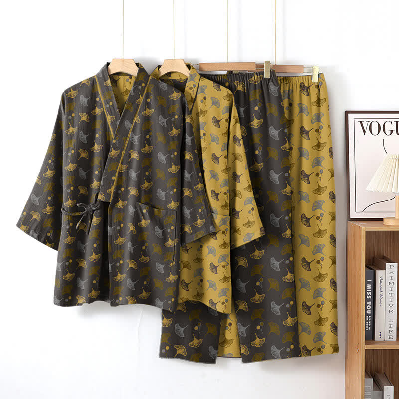 Completo da salotto in kimono di cotone biologico Ginkgo - image 5