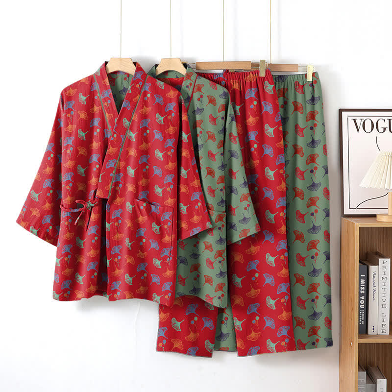 Completo da salotto in kimono di cotone biologico Ginkgo - image 6