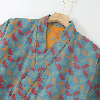 Completo da salotto in kimono di cotone con foglie di ginkgo - image 3