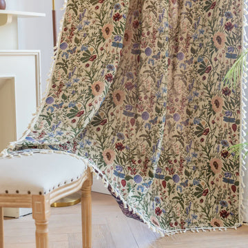 Tenda con nappe floreali e motivo pittorico Dahlia - Tasca per asta - 150cm x 260cm - image 1
