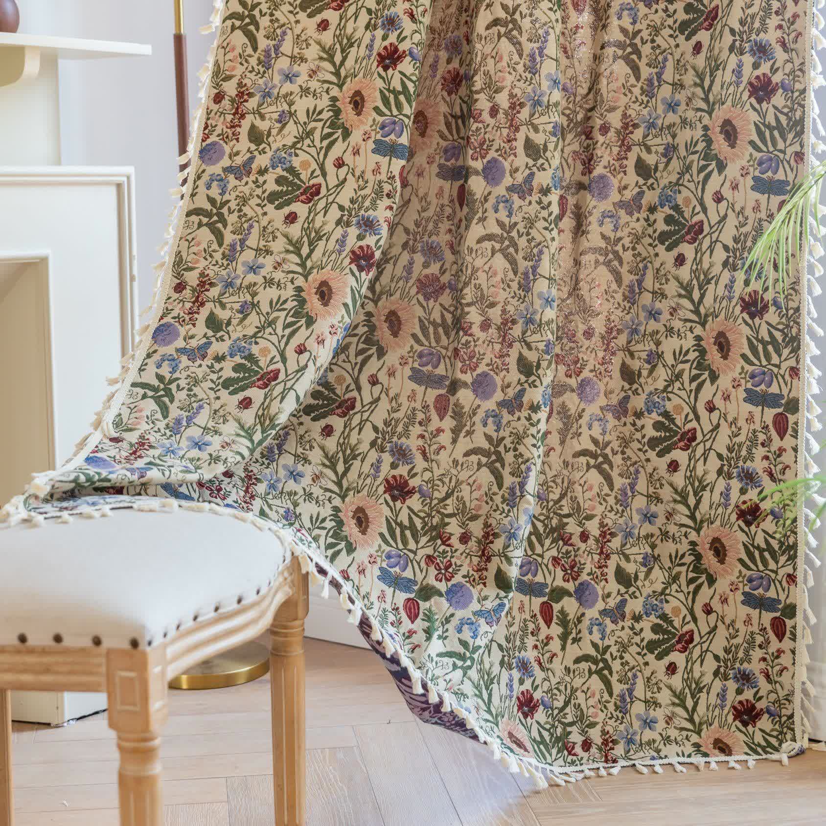 Tenda con nappe floreali e motivo pittorico Dahlia - Tasca per asta - 150cm x 260cm - image 1