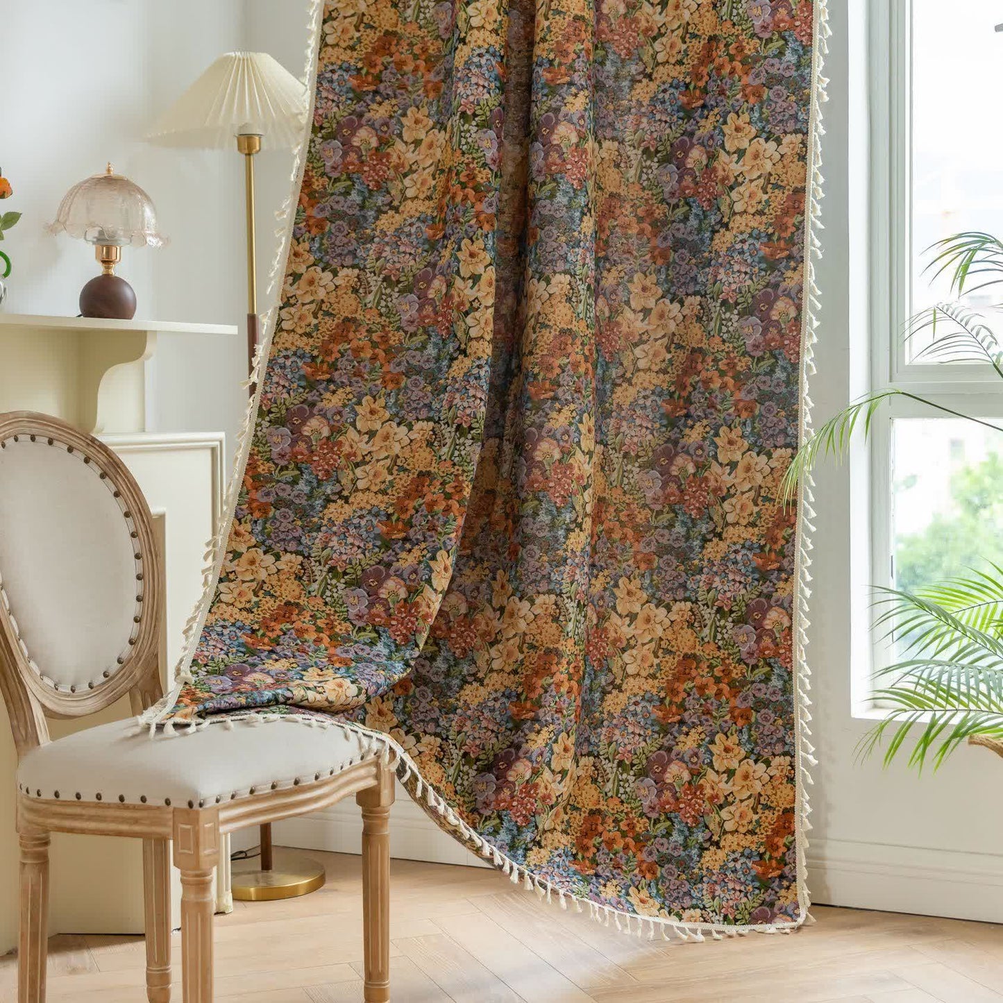 Tenda con nappe di fiori in fiore di lusso - Tasca per asta - 150cm x 260cm - image 1