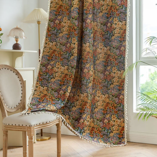 Tenda con nappe di fiori in fiore di lusso - Tasca per asta - 150cm x 260cm - image 1