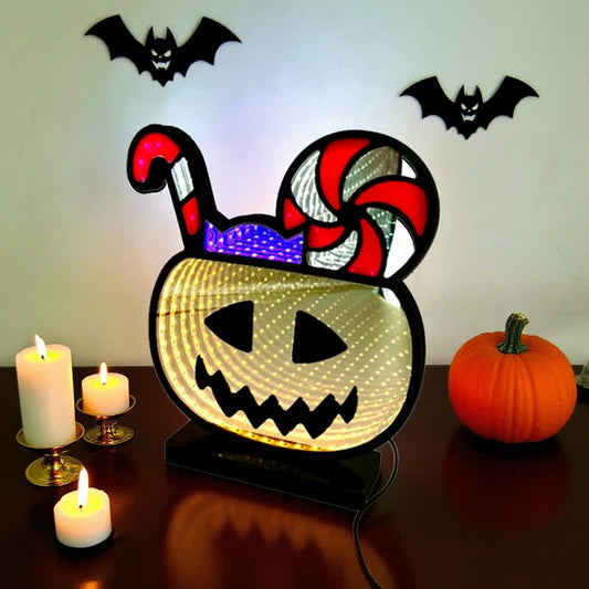 Decorazione di Halloween con luci infinite di zucca 3D - 3 pezzi - 2"L x 7"L x 8"A - image 1