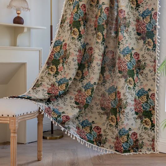 Tenda con nappe di rose colorate retrò - Tasca per asta - 150cm x 260cm - image 1