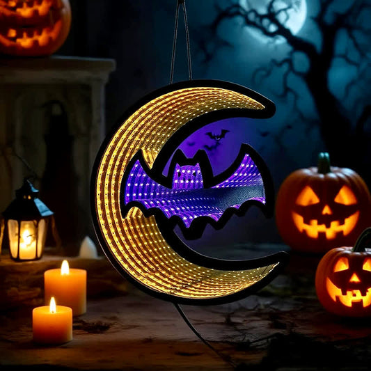 Decorazione sospesa con luci infinite a forma di pipistrello 3D - 3 pezzi - 1"L x 8"L x 8"A - image 1
