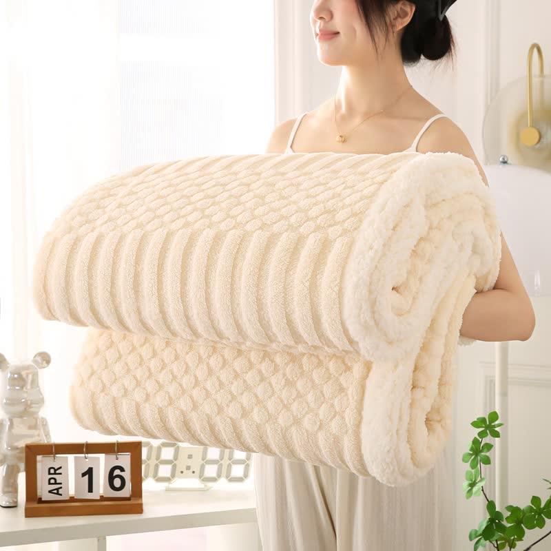 Coperta in pile testurizzato a tinta unita - Beige - Matrimoniale - image 6
