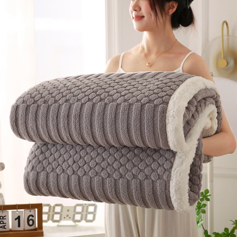 Coperta in pile testurizzato a tinta unita - Grigio chiaro - Matrimoniale - image 15