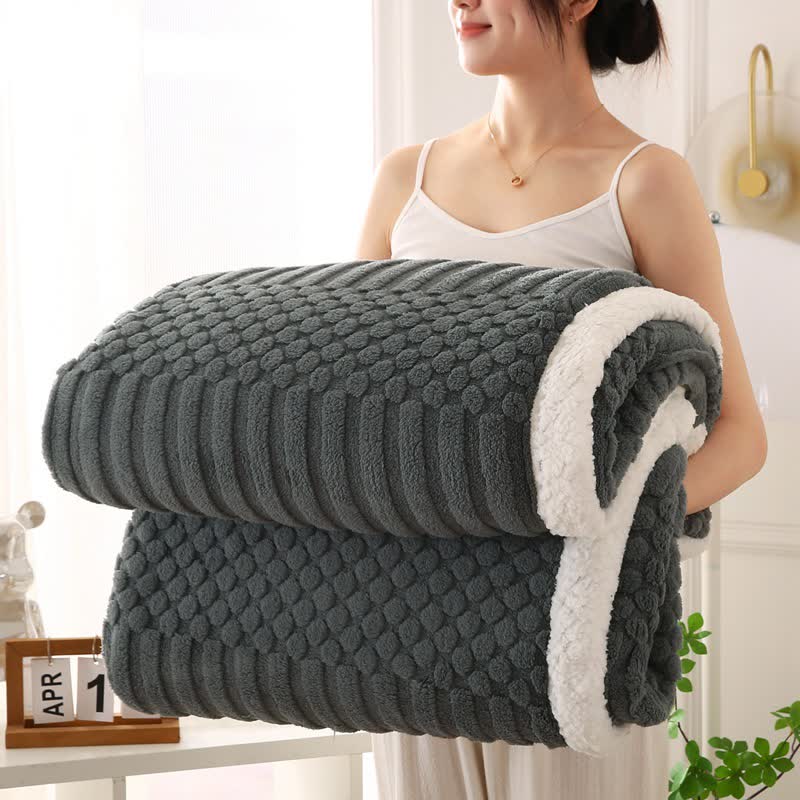 Coperta in pile testurizzato a tinta unita - Grigio scuro - Matrimoniale - image 13